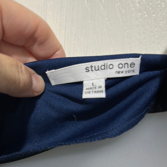 Blue and White Geometric Dress - Picture 3 of 4